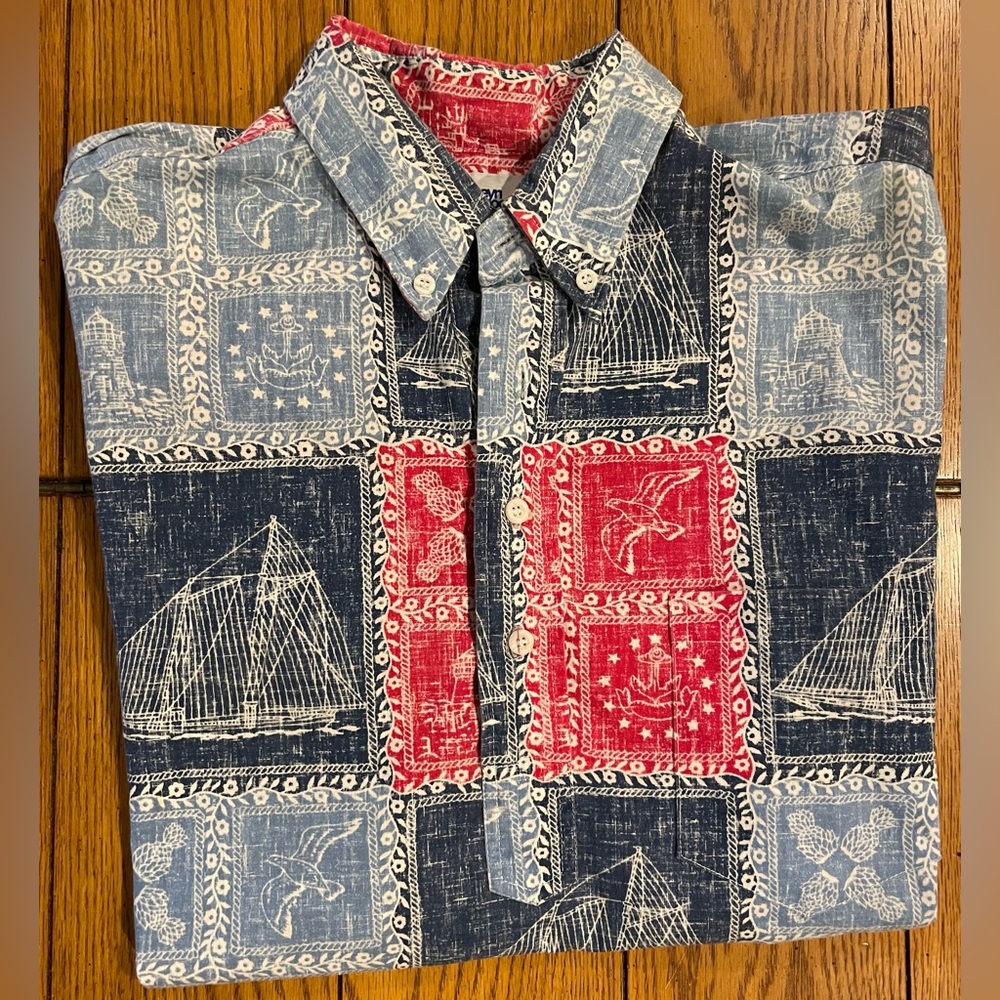 Vintage Reyn Spooner men’s short sleeve shirt, medium, sailboat patchwork print